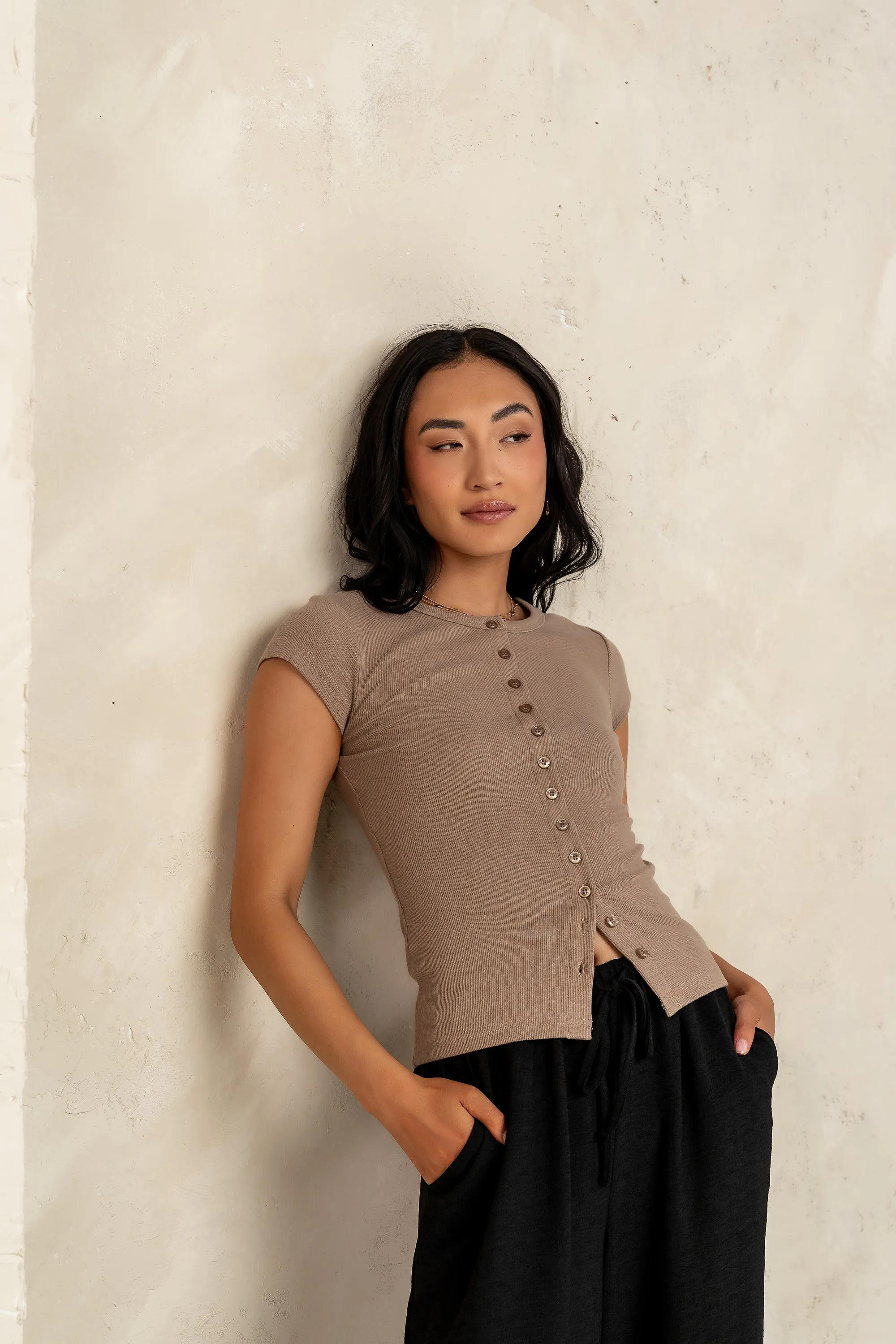 Vestia Button Up Tee in Brown sold by bohme product image thumbnail 4