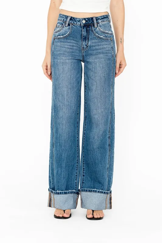 Kyla Cuffed Baggy Jeans sold by bohme