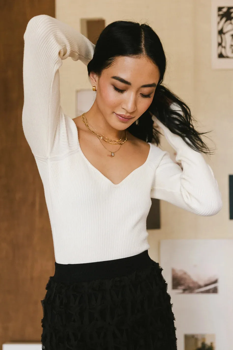 Nyla Ribbed Sweater in Cream - FINAL SALE sold by bohme product image thumbnail 4