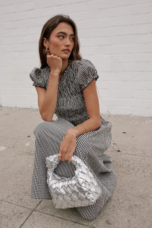 Opal Gingham Maxi Dress in Black sold by bohme