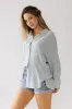 Lucie Linen Button Up in Blue sold by bohme
