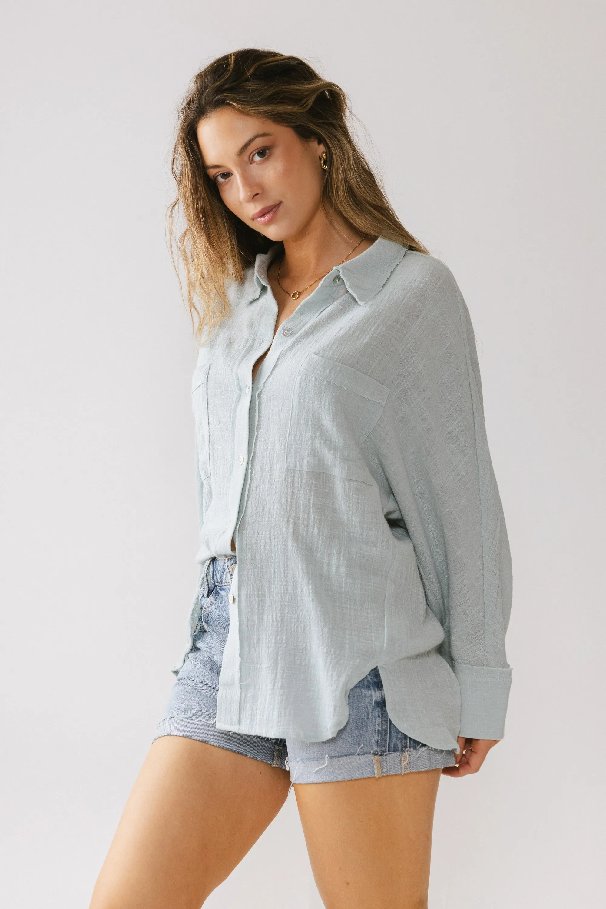 Lucie Linen Button Up in Blue - FINAL SALE sold by bohme product image thumbnail 3