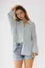 Lucie Linen Button Up in Blue sold by bohme