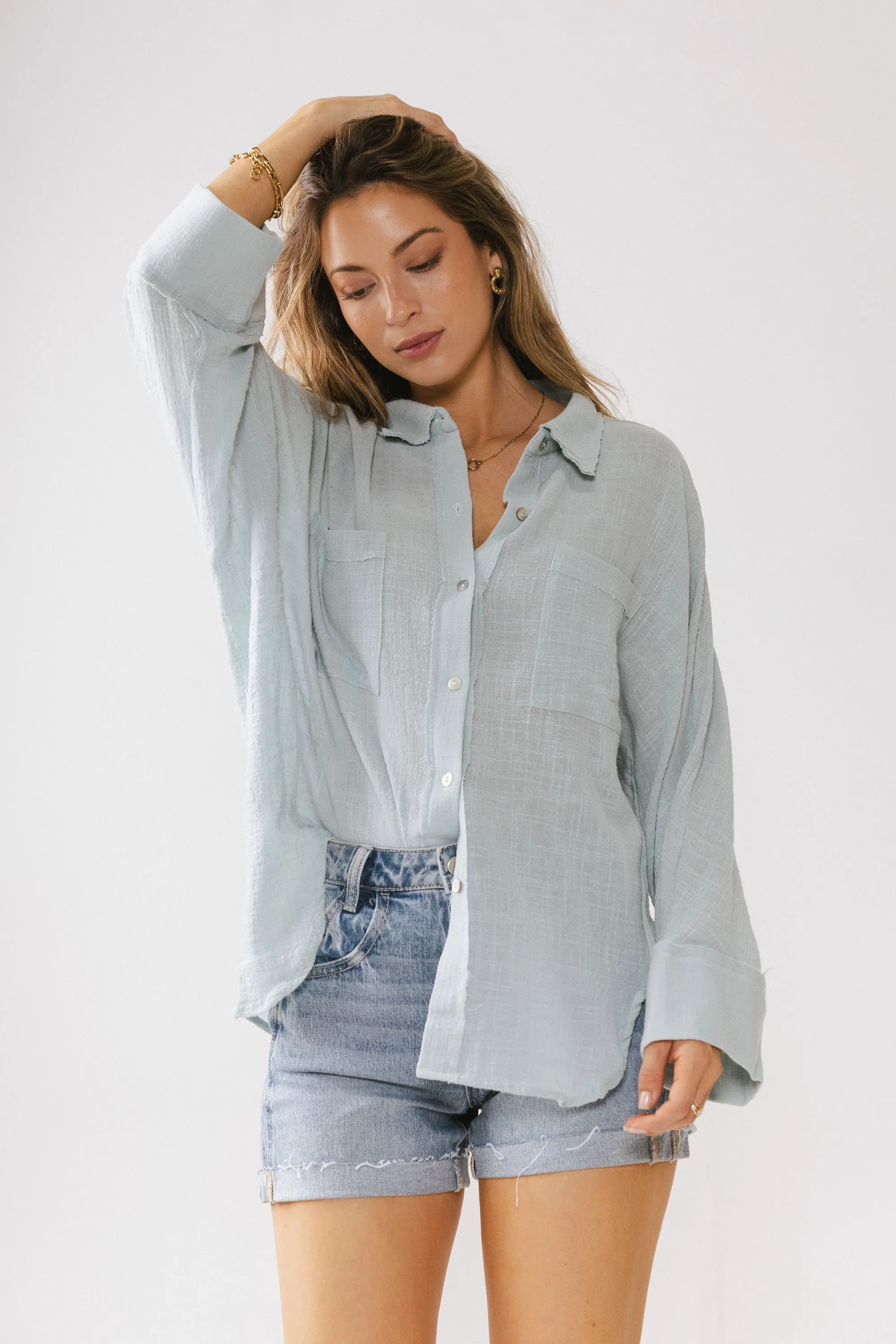 Lucie Linen Button Up in Blue - FINAL SALE sold by bohme product image thumbnail 5