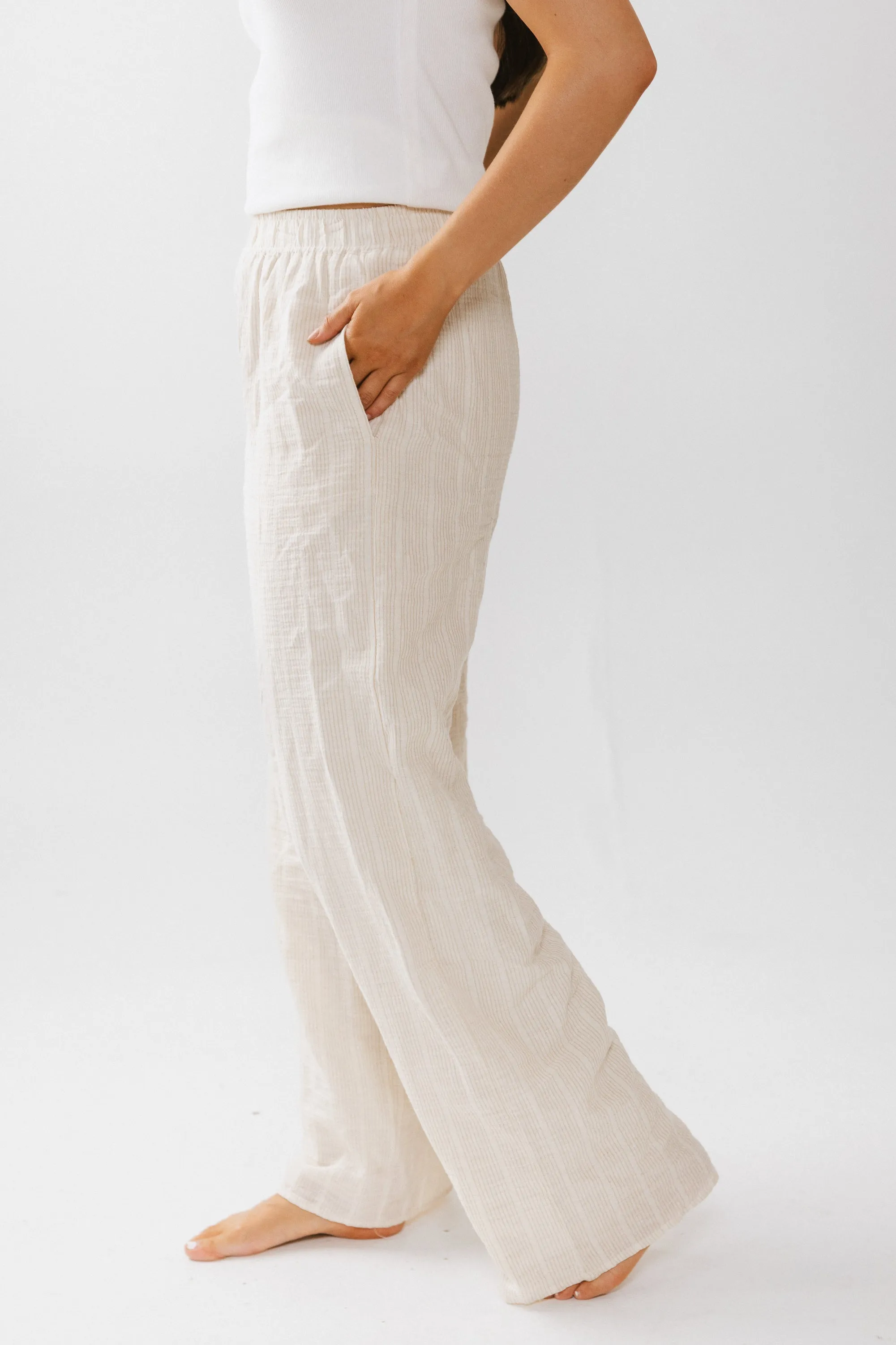 Belen Striped Wide Leg Pants in Taupe sold by bohme product image thumbnail 3