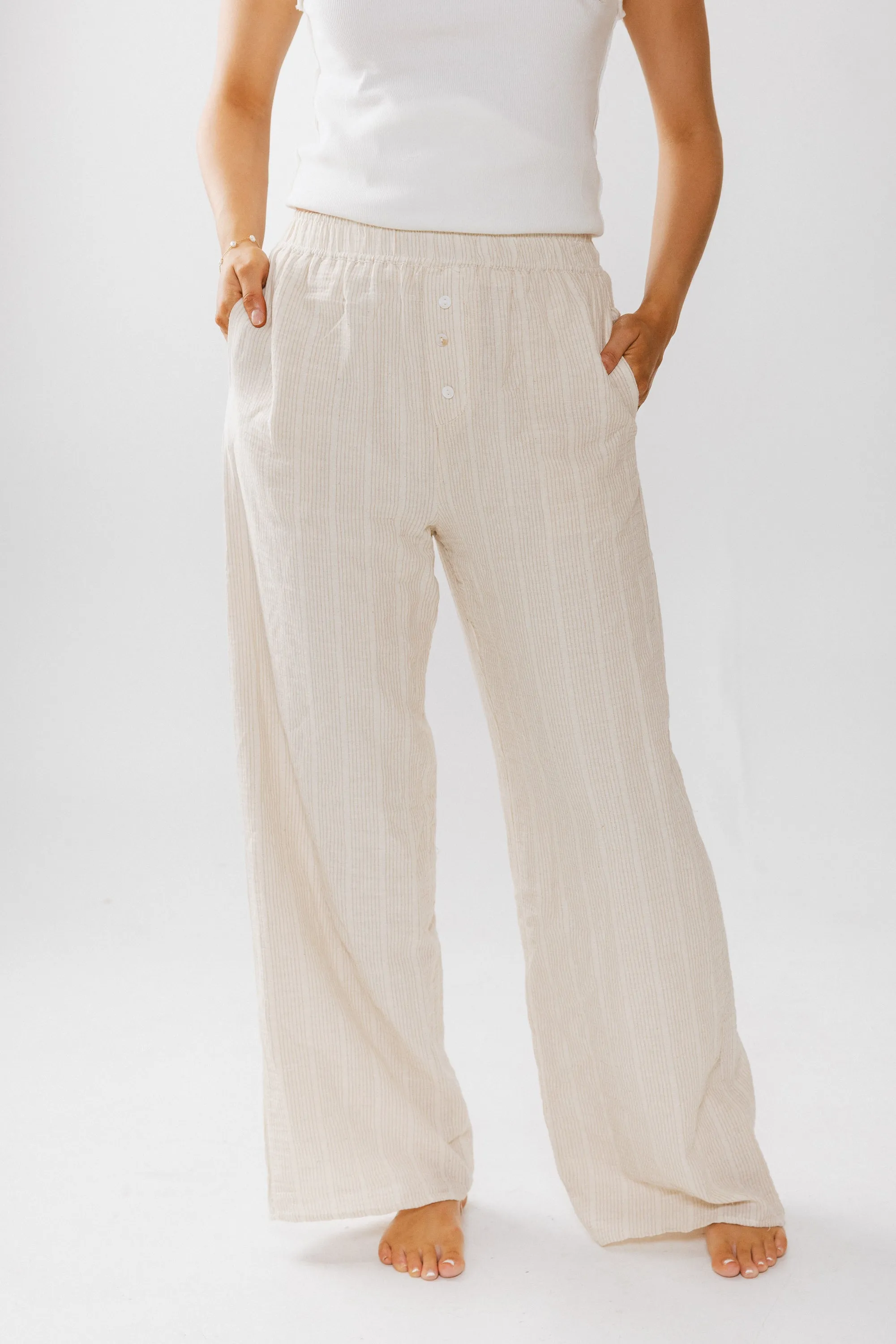 Belen Striped Wide Leg Pants in Taupe sold by bohme product image thumbnail 5