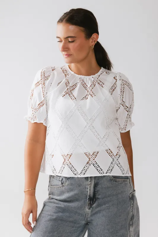 Noelle Loose Blouse in White sold by bohme