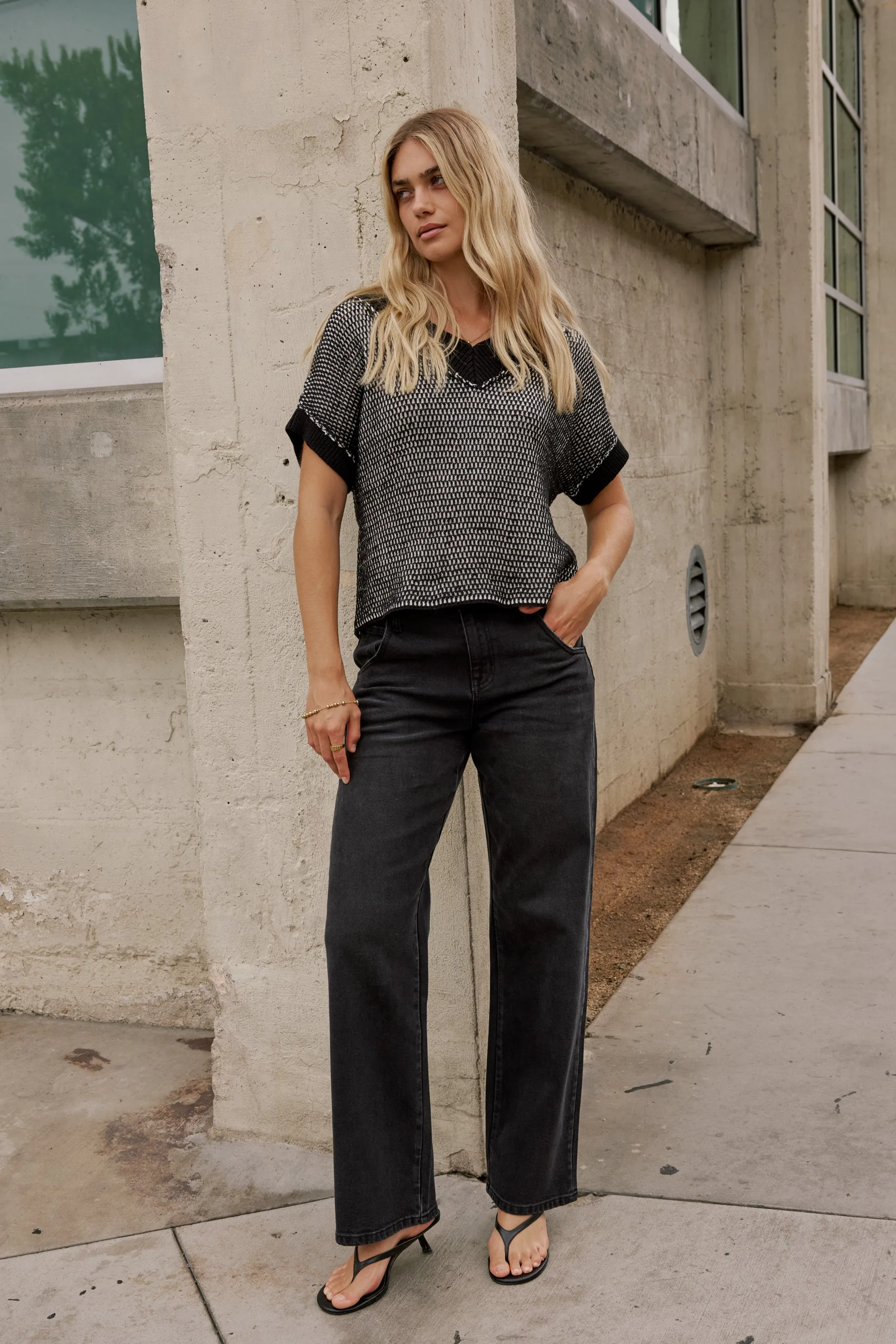 Saige Contrast Sweater in Black sold by bohme product image thumbnail 2