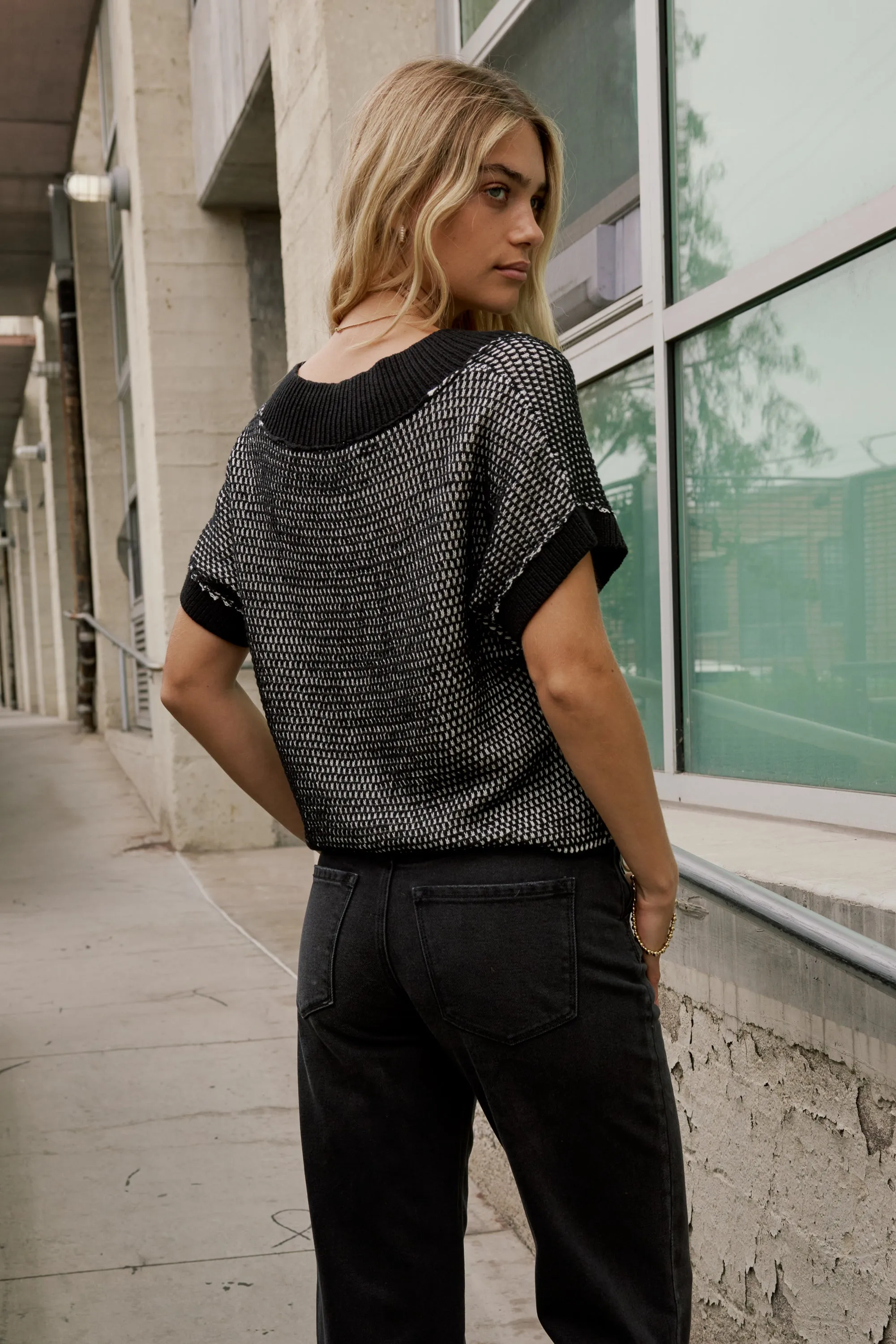Saige Contrast Sweater in Black sold by bohme product image thumbnail 4