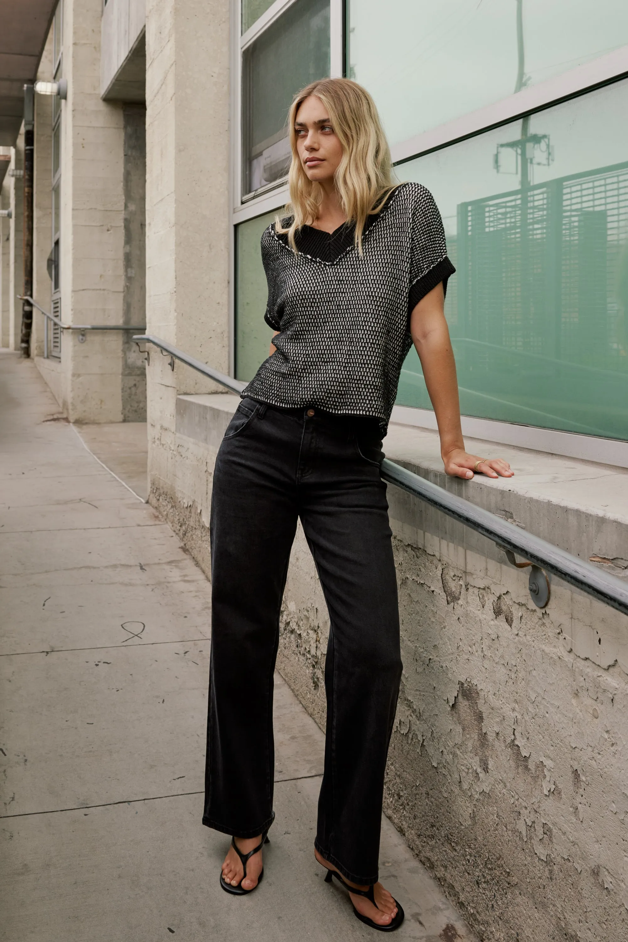 Saige Contrast Sweater in Black sold by bohme product image thumbnail 5