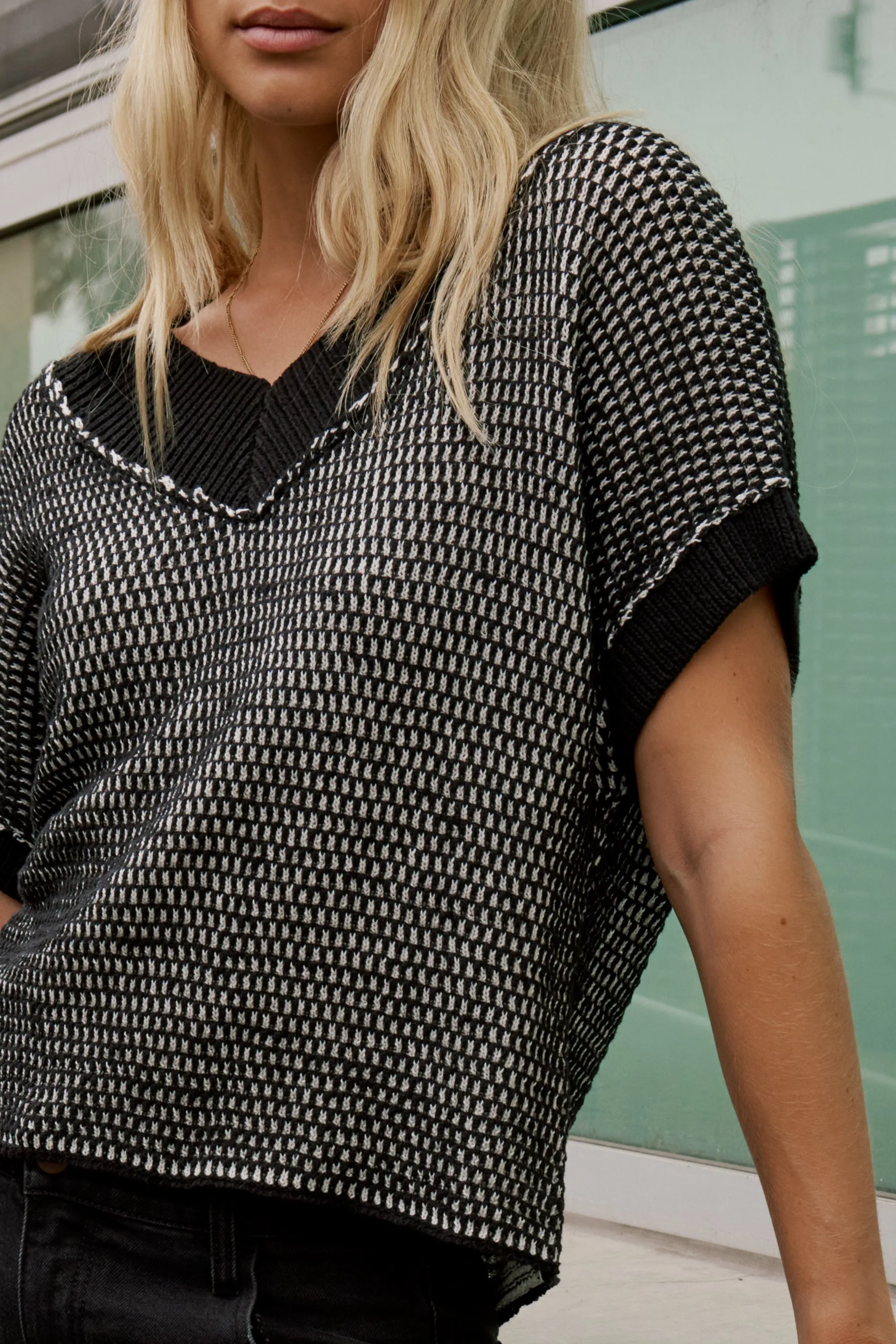 Saige Contrast Sweater in Black sold by bohme product image thumbnail 3