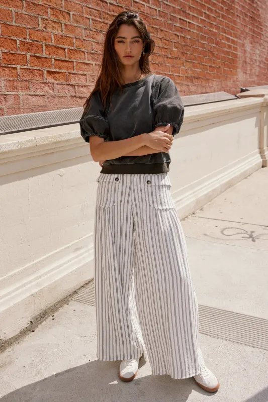 Mayson Wide Leg Pants in White sold by bohme