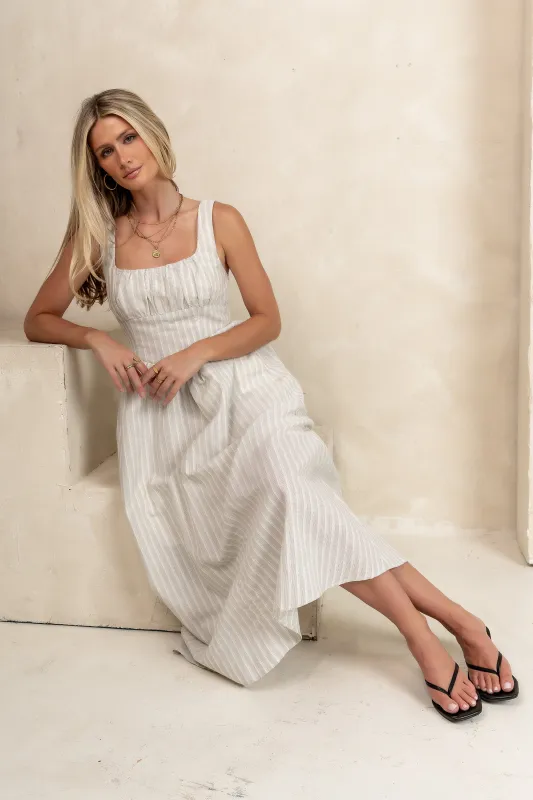 Raven Striped Midi Dress in Black sold by bohme
