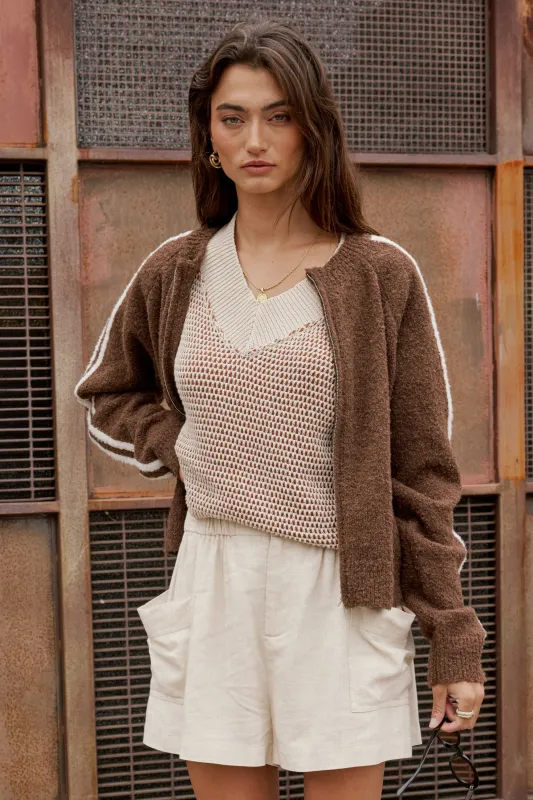 Saige Contrast Sweater in Oatmeal sold by bohme
