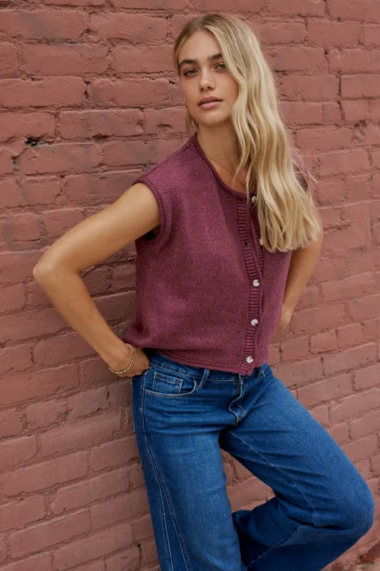 Paige Knit Sweater in Burgundy sold by bohme