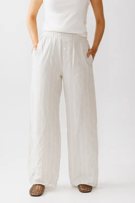Belen Striped Wide Leg Pants in Denim Blue sold by bohme