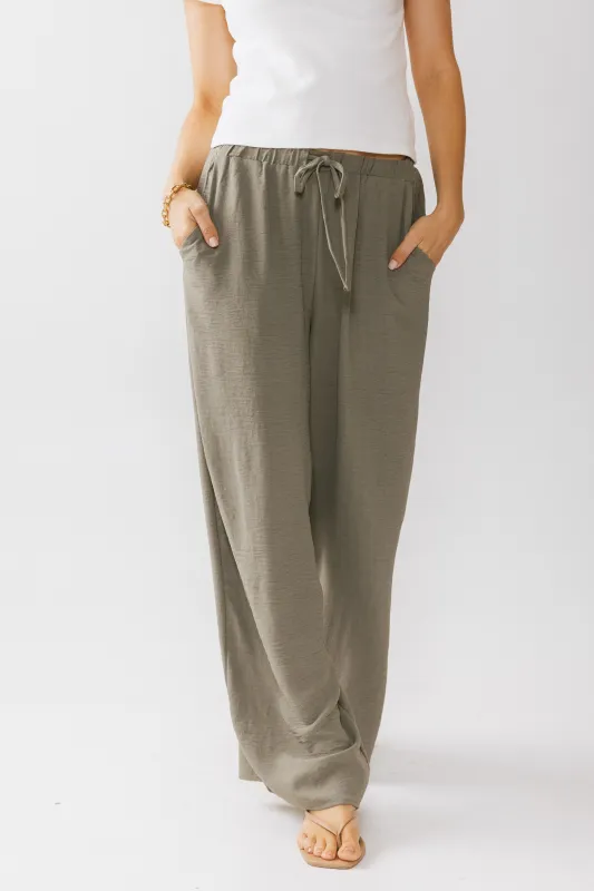 Salma Wide Leg Pants in Olive sold by bohme