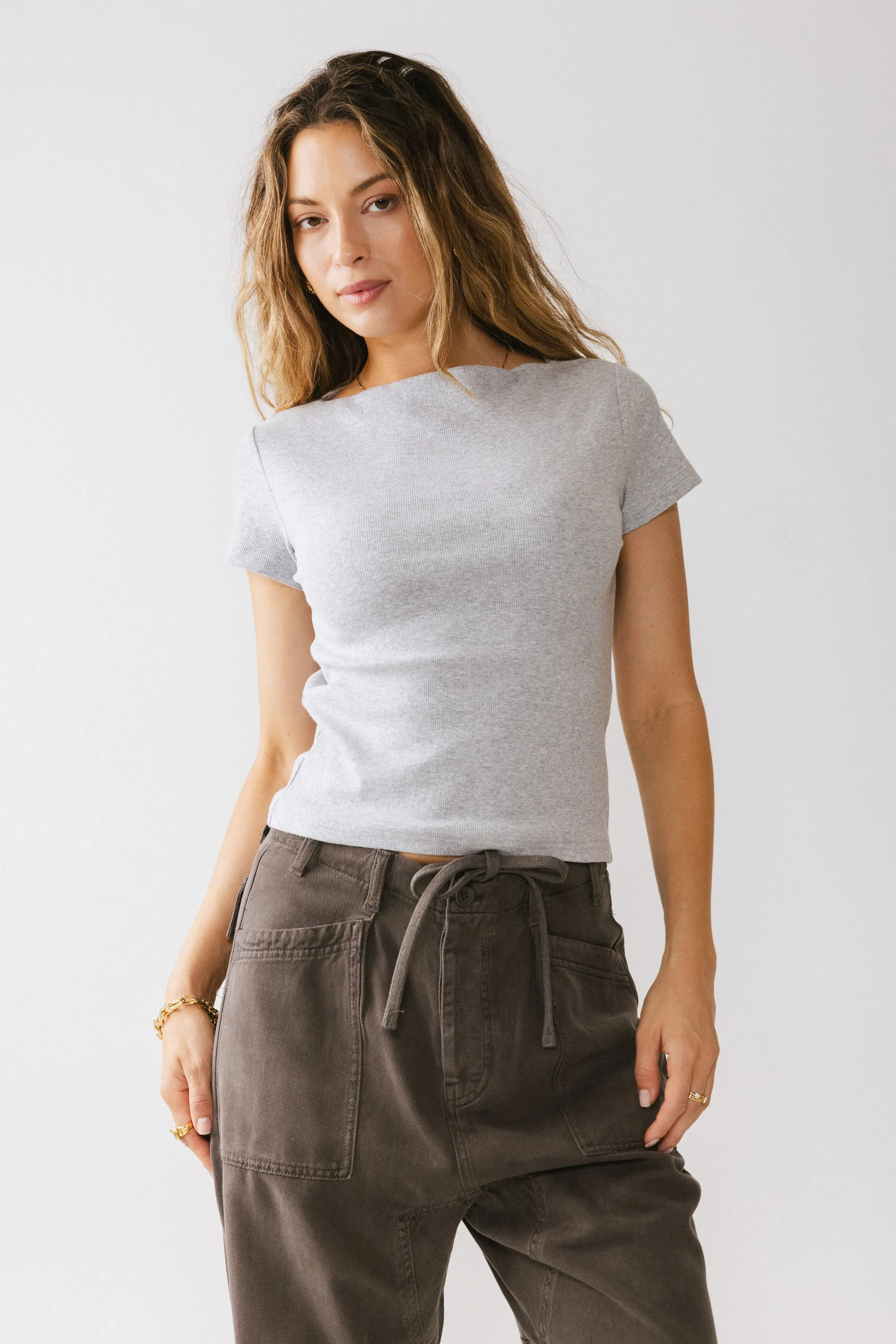 Martha Boatneck Top in Grey sold by bohme