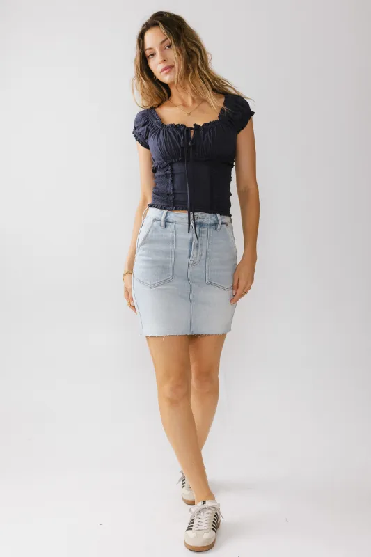 Kyra Denim Mini Skirt sold by bohme