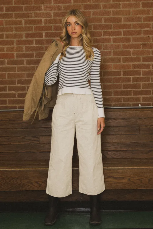 Casey Cropped Wide Leg Pants in Ivory sold by bohme