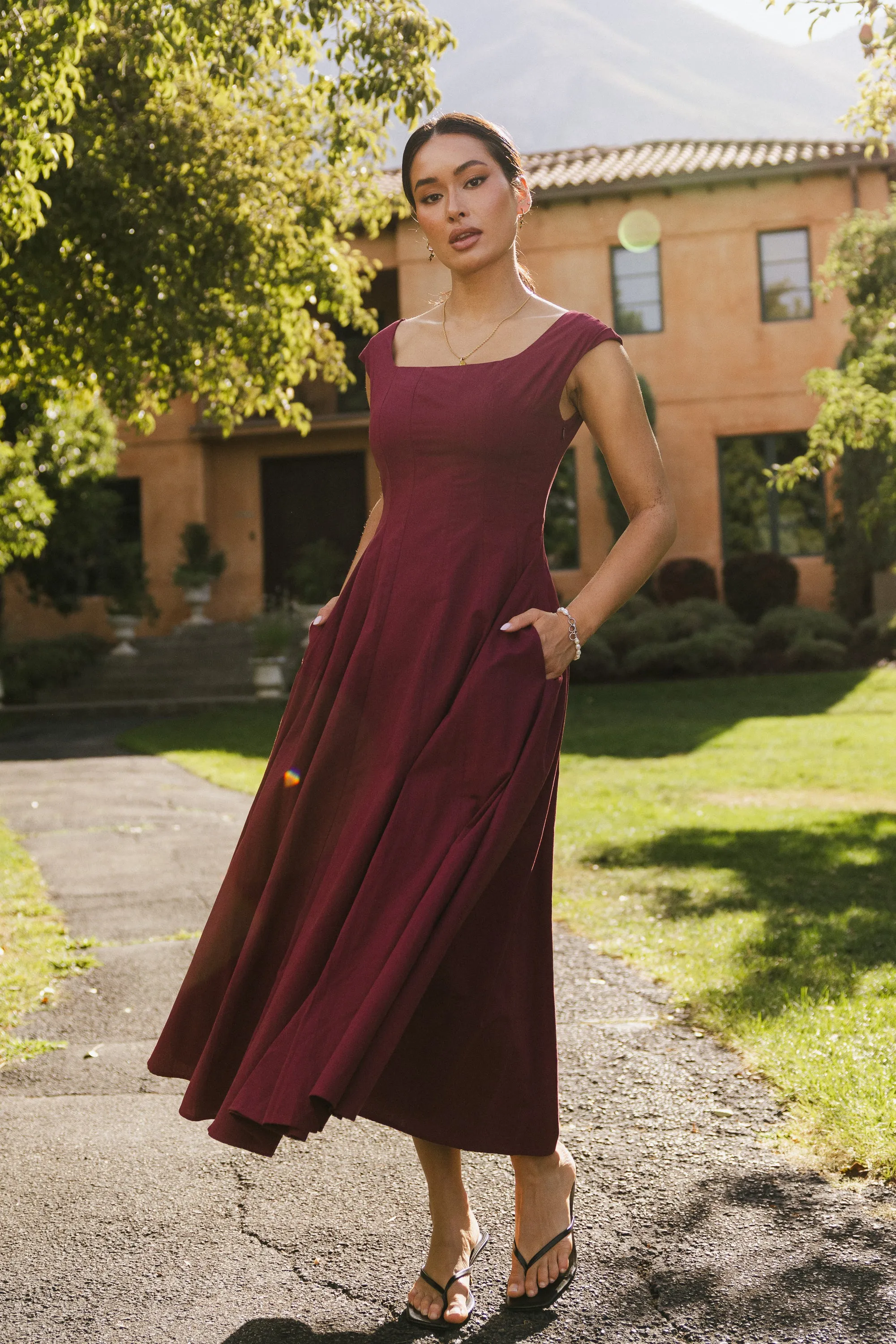 Colin Midi Dress in Burgundy - FINAL SALE sold by bohme product image thumbnail 5
