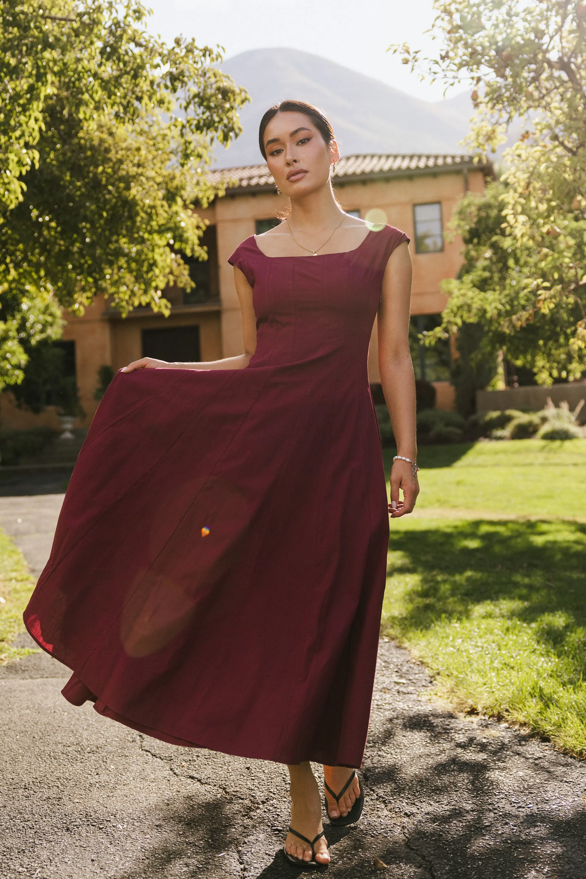 Colin Midi Dress in Burgundy - FINAL SALE sold by bohme