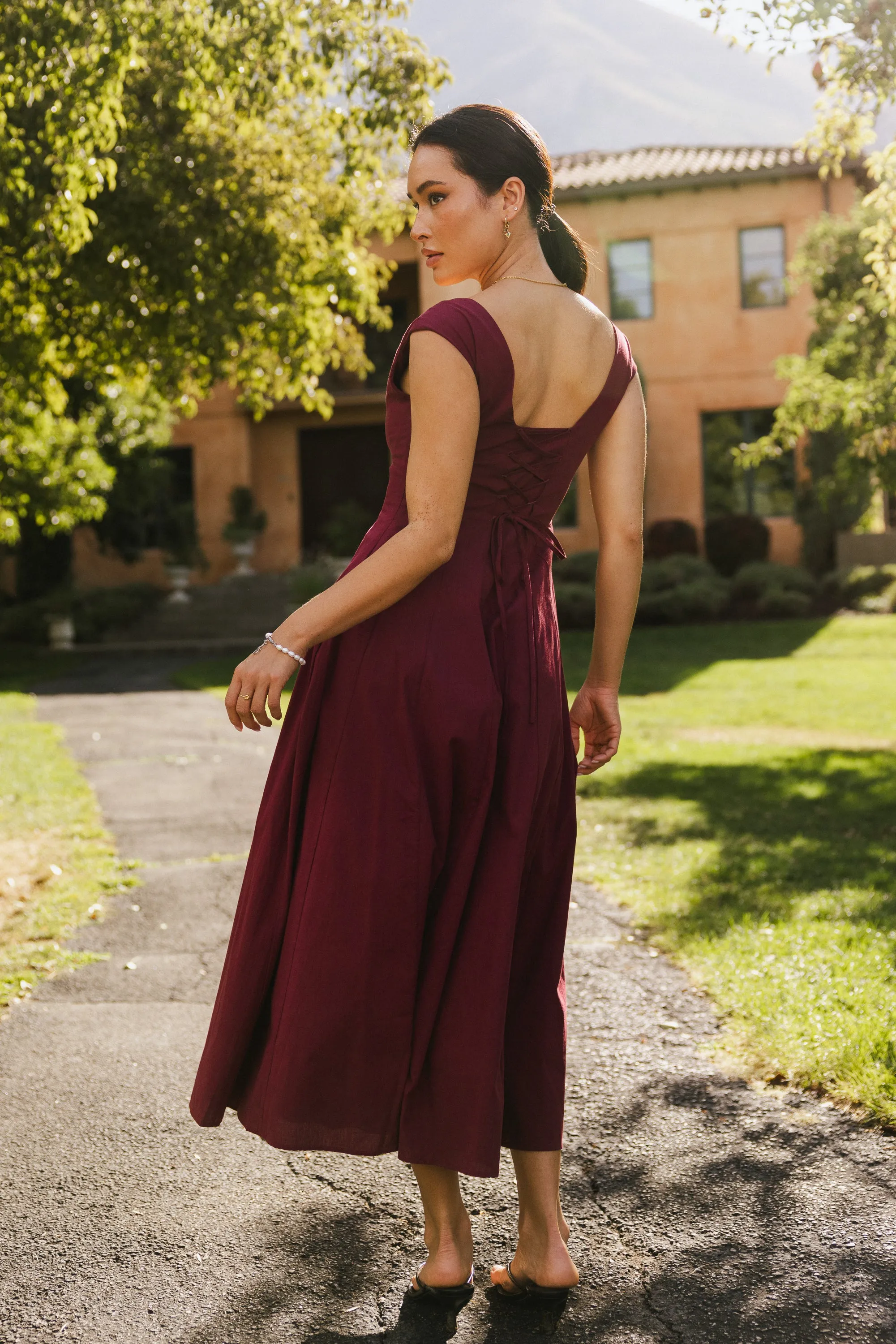 Colin Midi Dress in Burgundy - FINAL SALE sold by bohme product image thumbnail 4