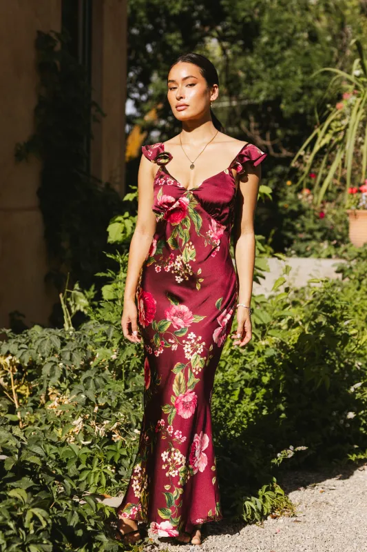 Jesse Satin Maxi Dress sold by bohme