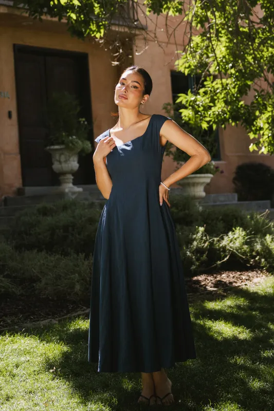 Colin Midi Dress in Navy sold by bohme