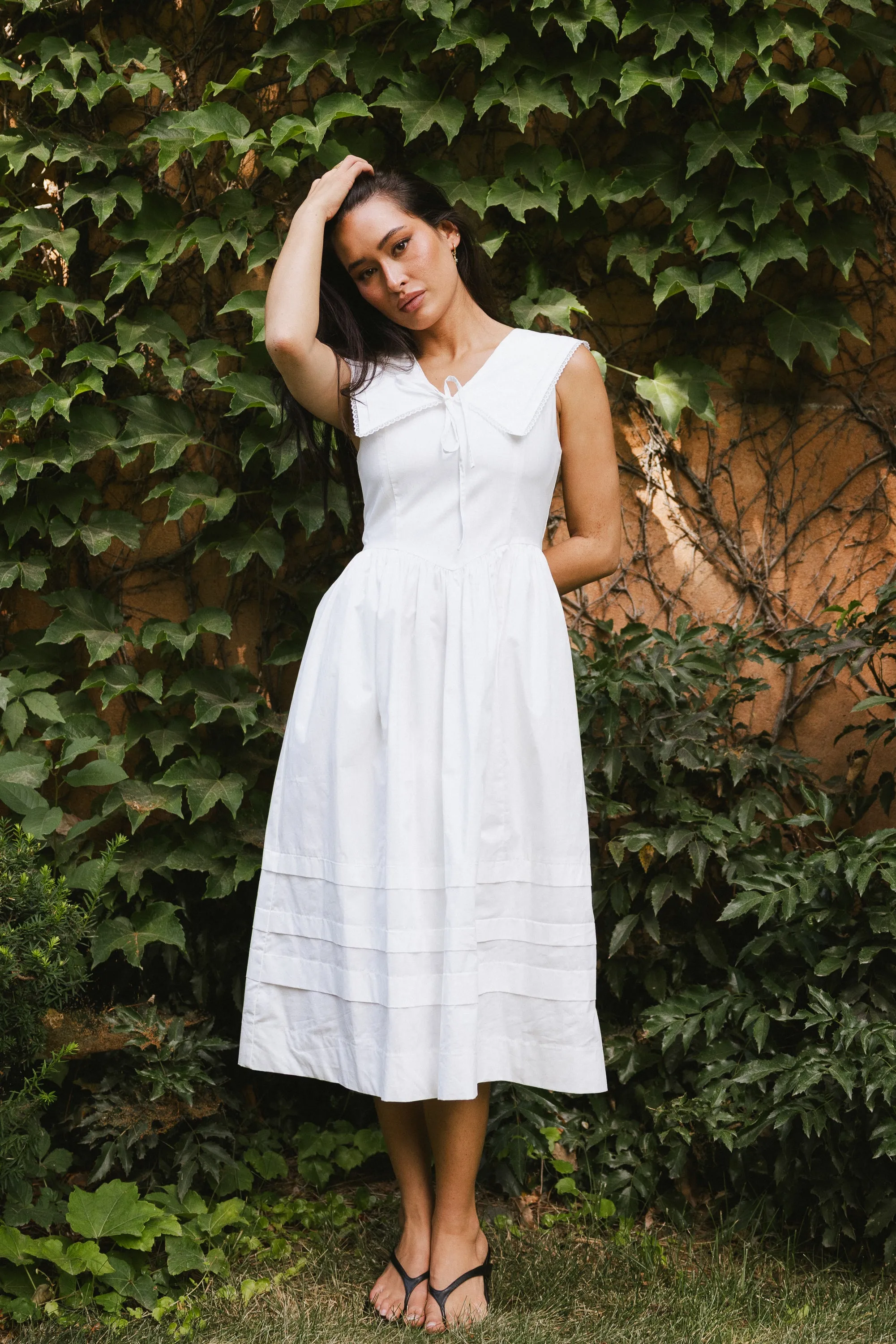 Louie Collared Midi Dress in White sold by bohme product image thumbnail 3