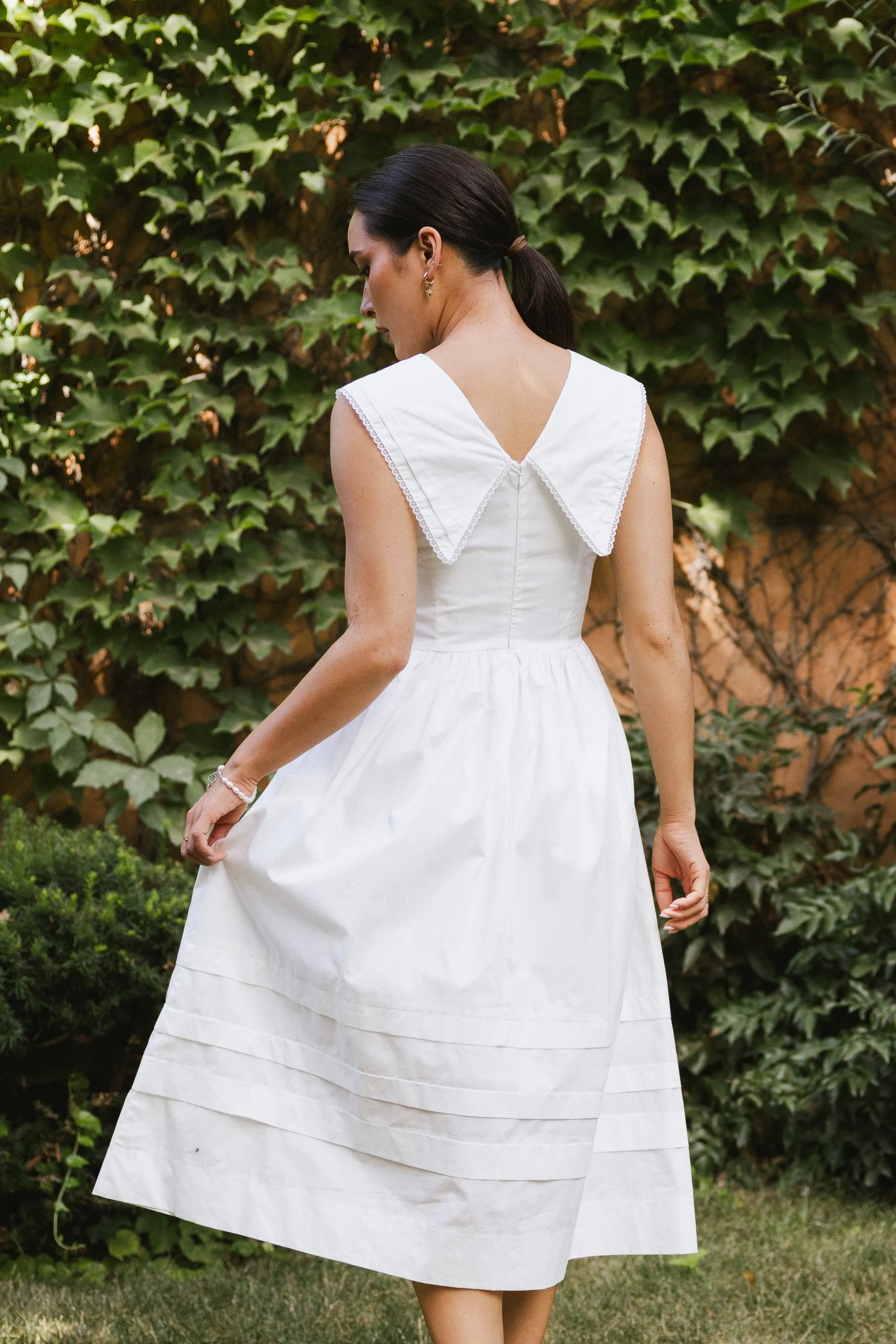 Louie Collared Midi Dress in White sold by bohme product image thumbnail 4
