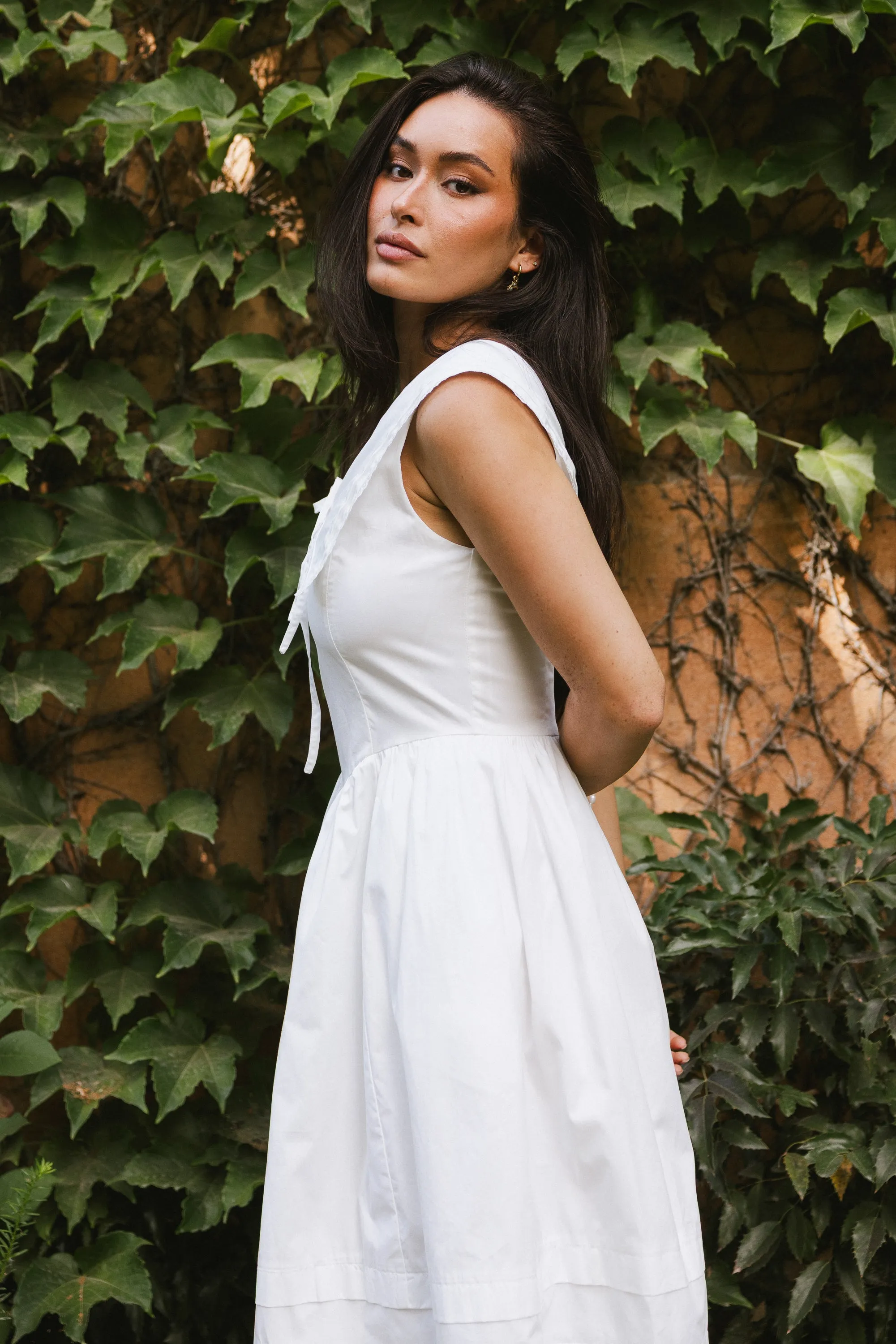 Louie Collared Midi Dress in White sold by bohme product image thumbnail 2