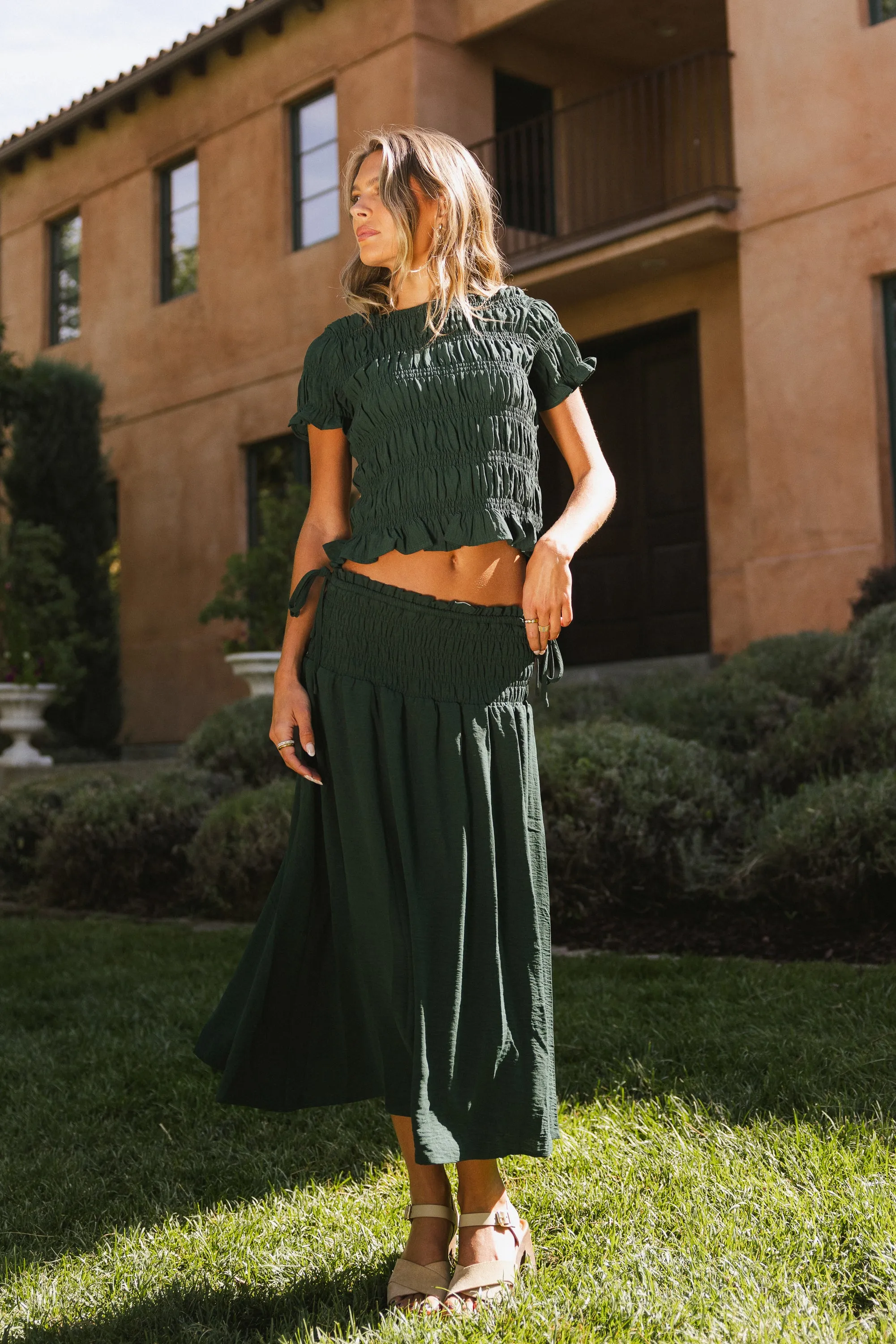 Micah Smocked Maxi Skirt in Teal sold by bohme product image thumbnail 4