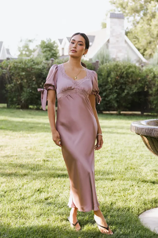 Amanda Lace Trim Maxi Dress in Mauve - FINAL SALE sold by bohme