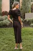 Amanda Lace Trim Maxi Dress in Brown sold by bohme