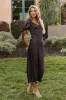 Amanda Lace Trim Maxi Dress in Brown sold by bohme