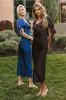 Amanda Lace Trim Maxi Dress in Brown sold by bohme
