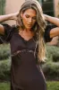 Amanda Lace Trim Maxi Dress in Brown sold by bohme