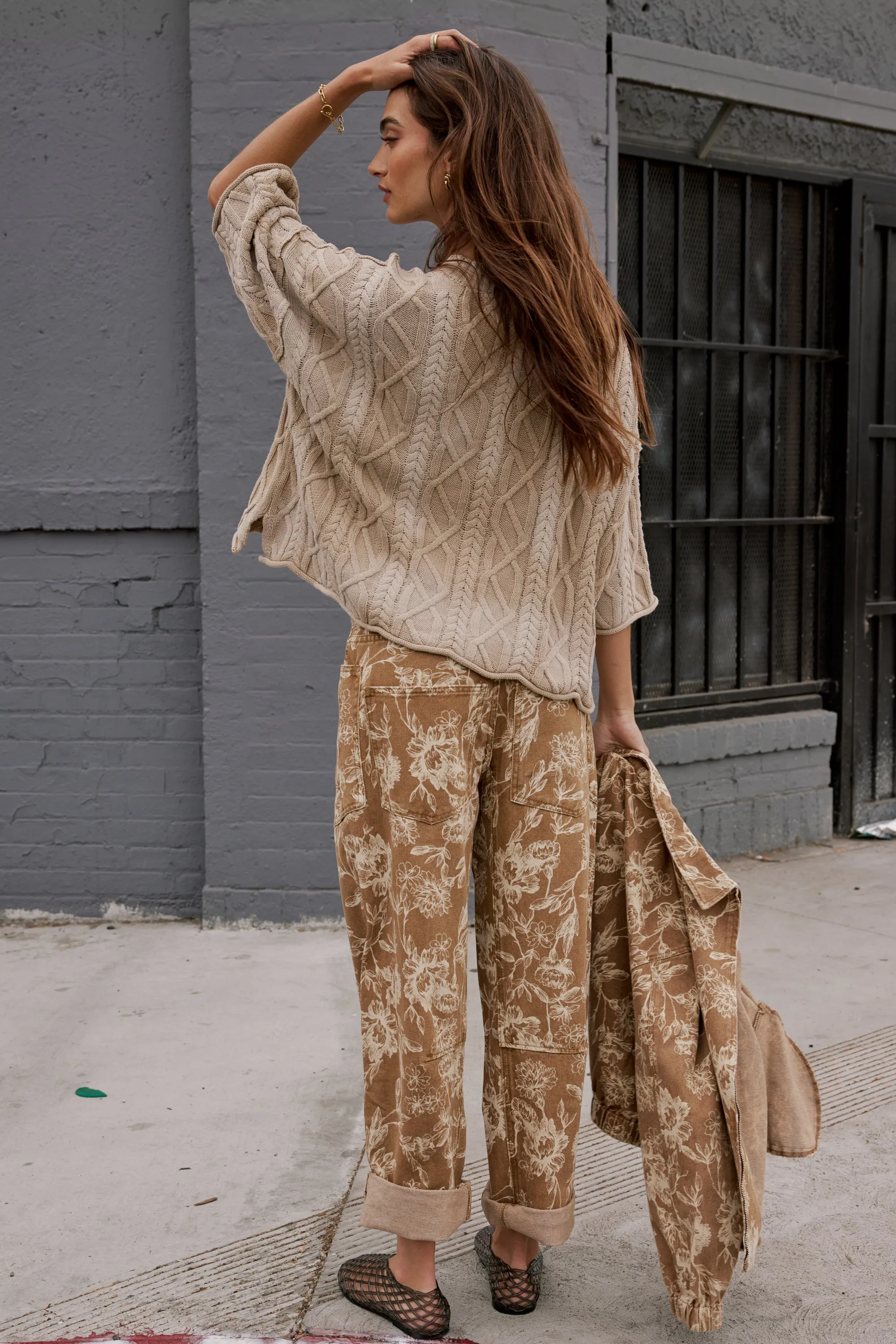 Kellie Floral Barrel Jeans in Camel - FINAL SALE sold by bohme product image thumbnail 2