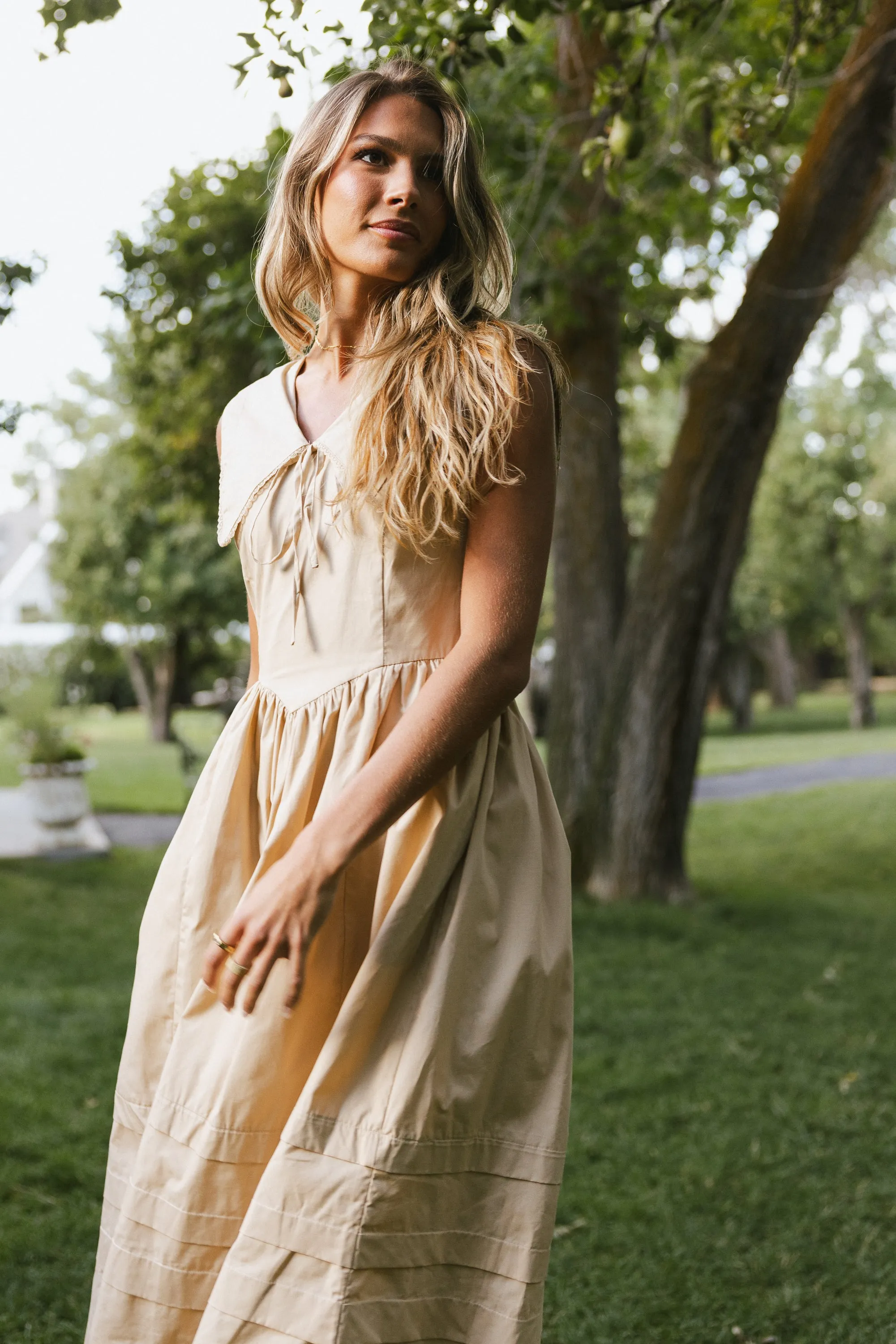 Louie Collared Midi Dress in Taupe sold by bohme product image thumbnail 3