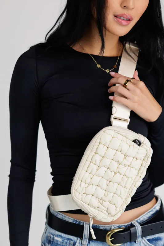 Nylah Quilted Crossbody in Beige - FINAL SALE sold by bohme