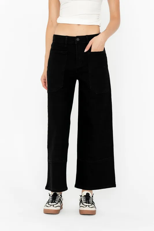 Mylah Wide Leg Jeans in Black sold by bohme