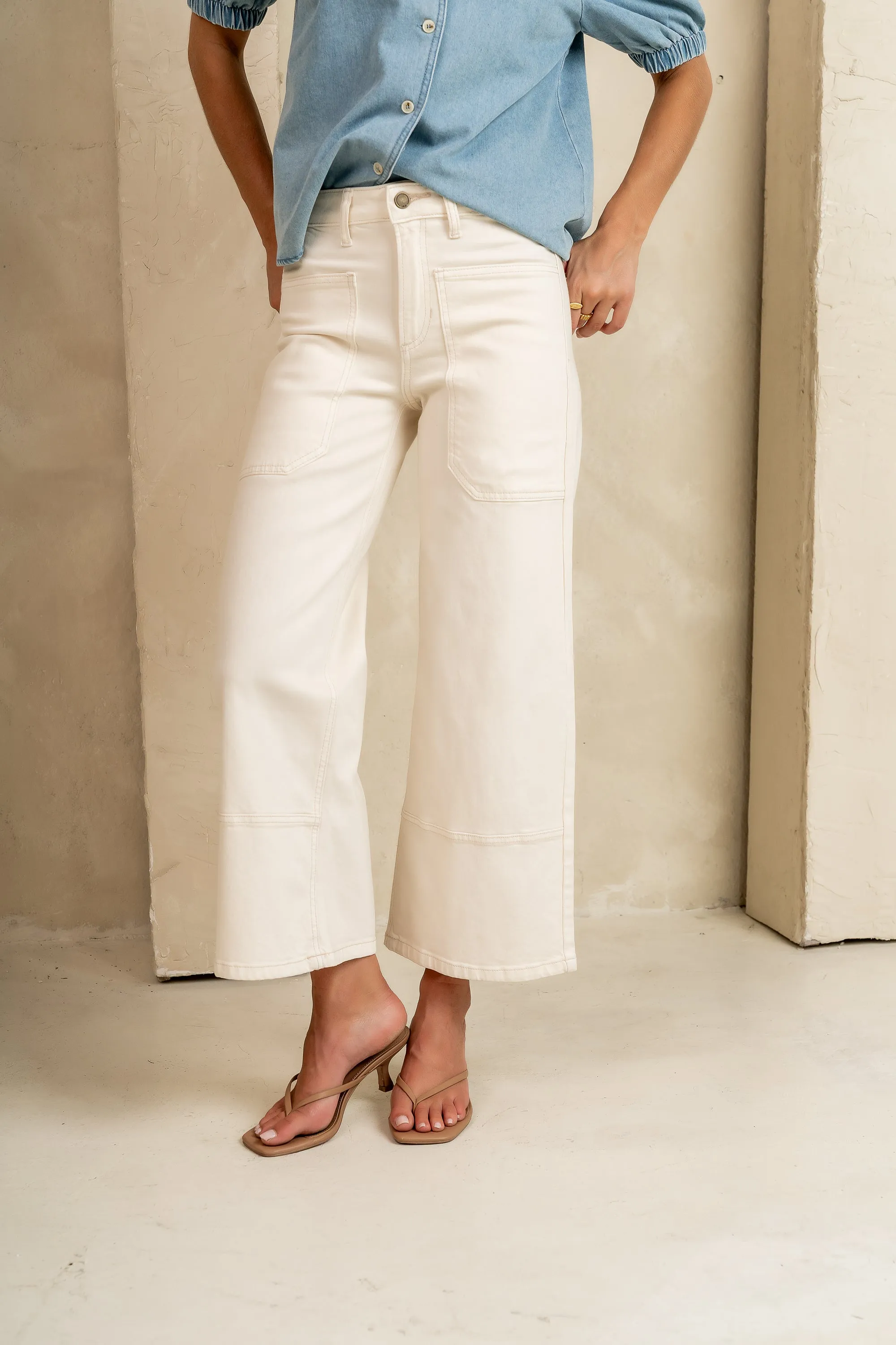 Mylah Wide Leg Jeans in Ivory - FINAL SALE sold by bohme product image thumbnail 4