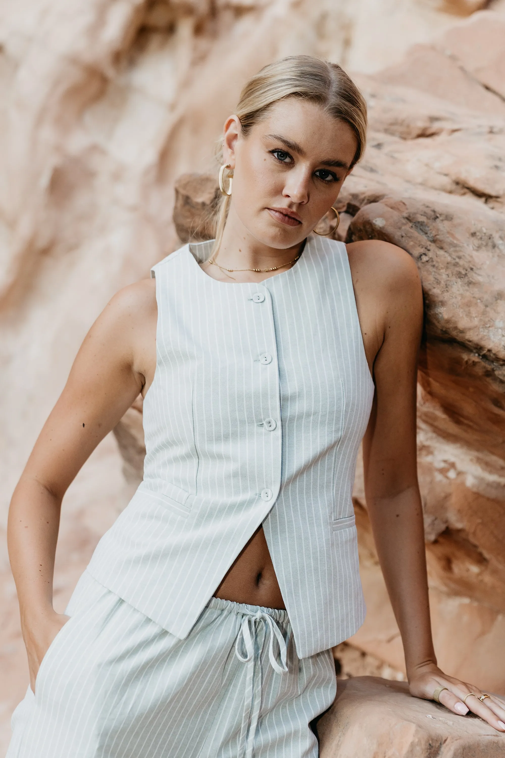 Rosa Striped Vest in Green sold by bohme product image thumbnail 4