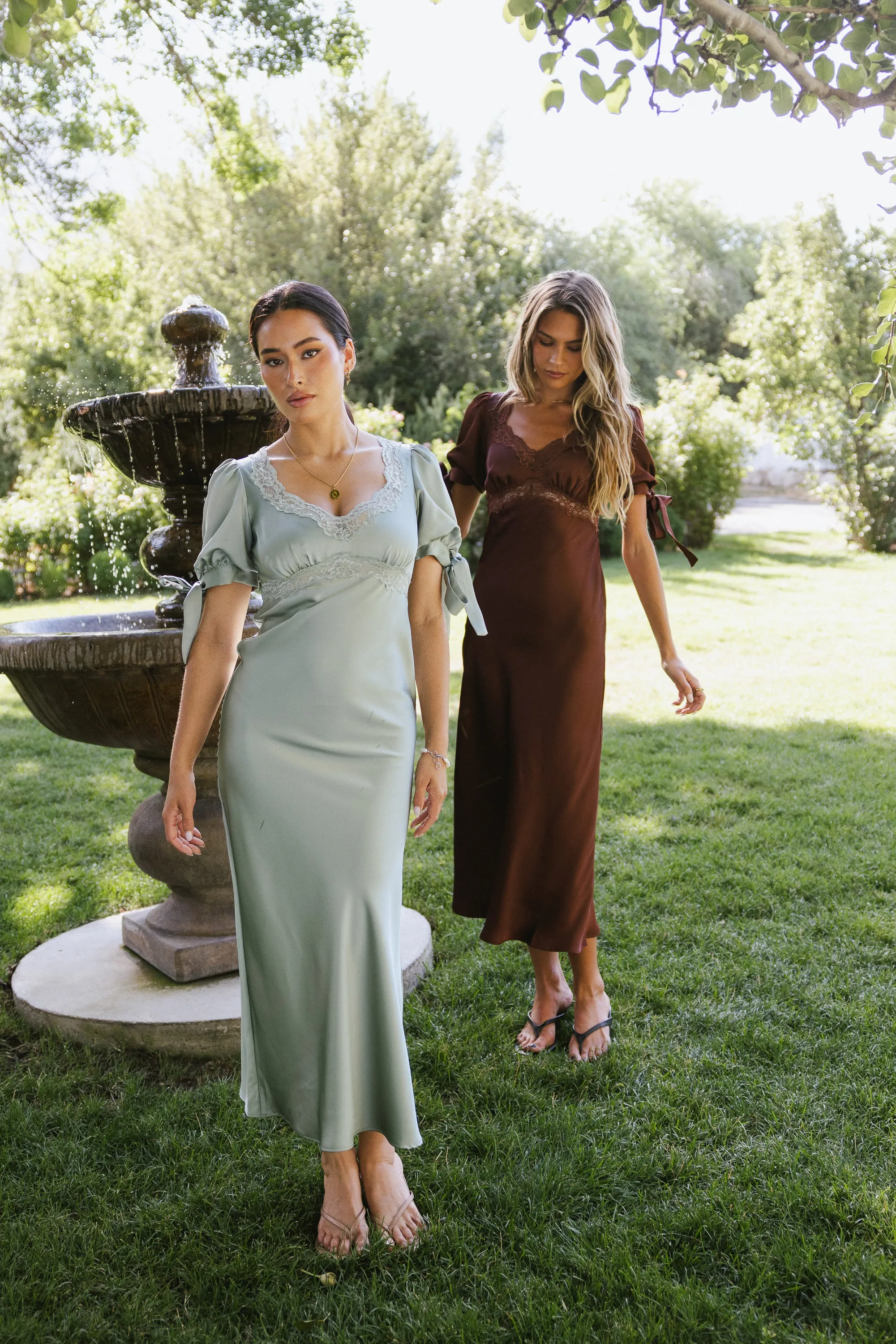 Amanda Lace Trim Maxi Dress in Light Sage - FINAL SALE sold by bohme product image thumbnail 2