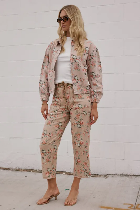 Kellie Floral Barrel Jeans in Vintage Ginger sold by bohme