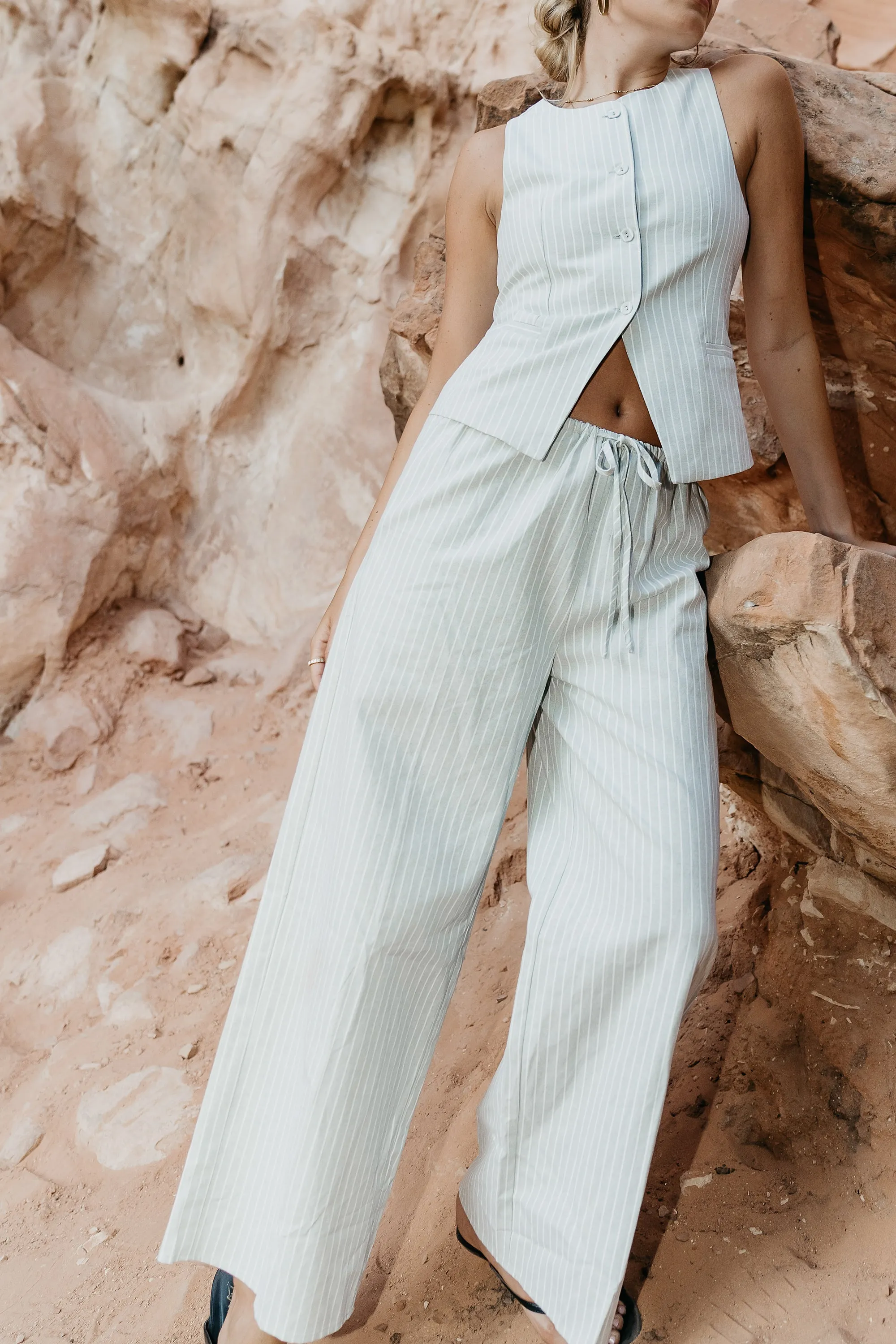 Rosa Wide Leg Pants in Green sold by bohme