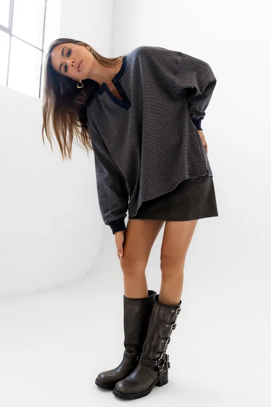 Skye Oversized Striped Top sold by bohme