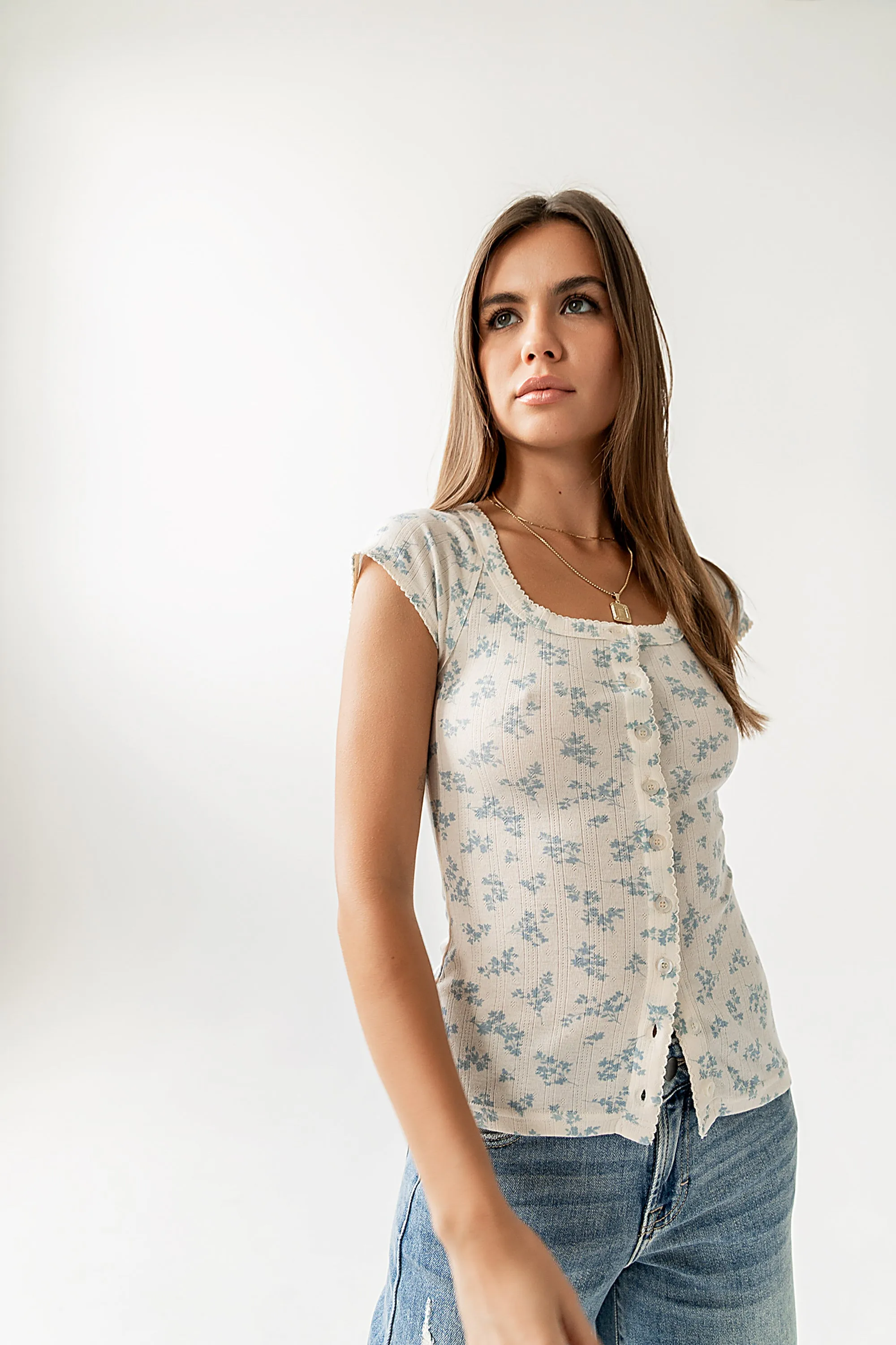 Jaynie Floral Top in Blue sold by bohme product image thumbnail 4