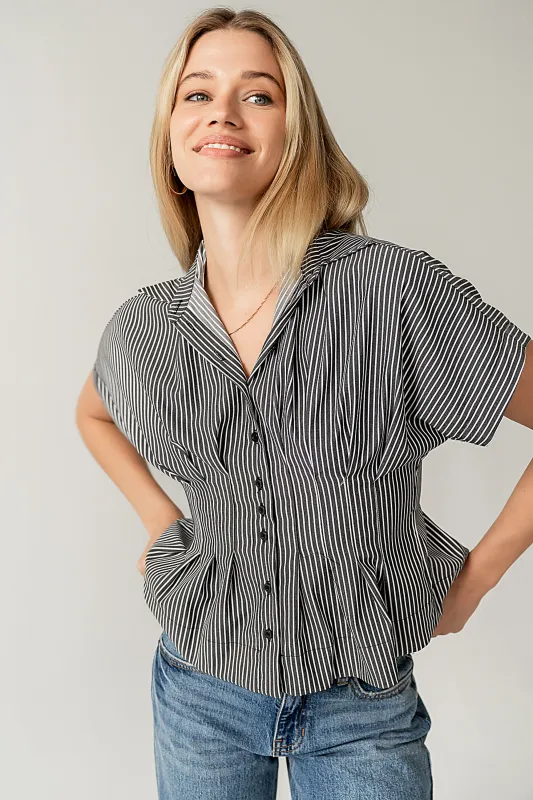 Alec Striped Blouse in Grey - FINAL SALE sold by bohme